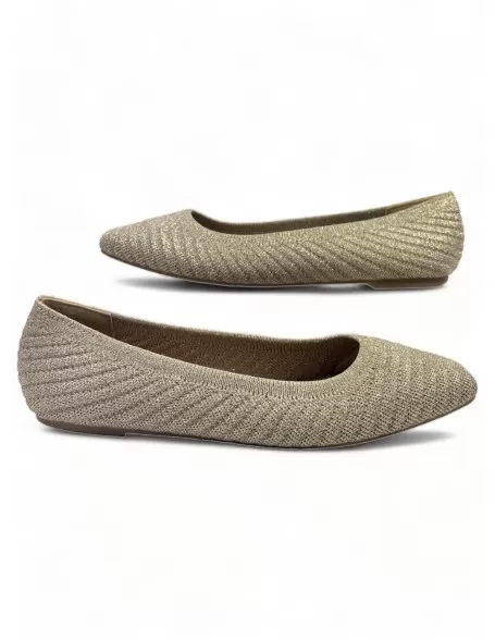 Manoletina plana de mujer color oro - Timbos Zapatos