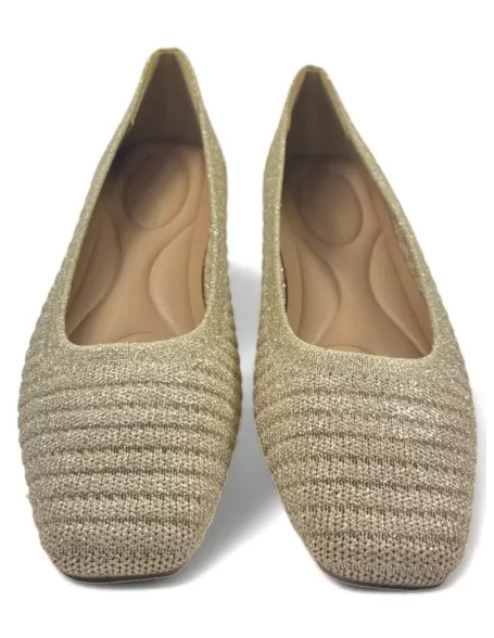 Manoletina plana de mujer color oro - Timbos Zapatos
