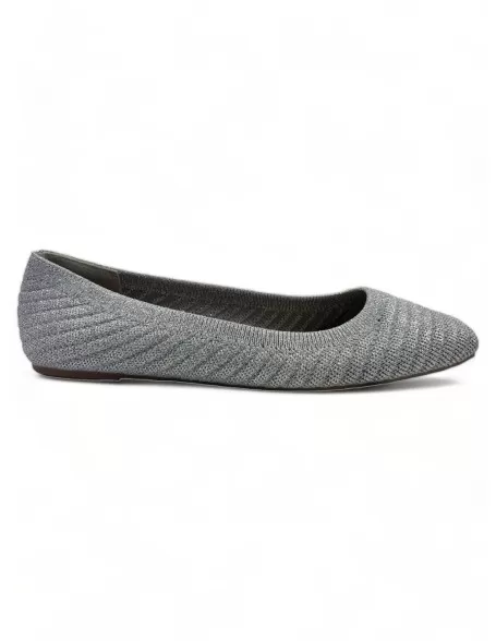 Manoletina plana de mujer color plata - Timbos Zapatos