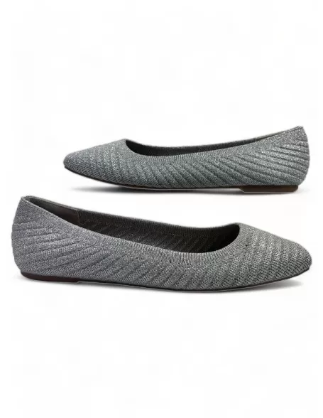 Manoletina plana de mujer color plata - Timbos Zapatos