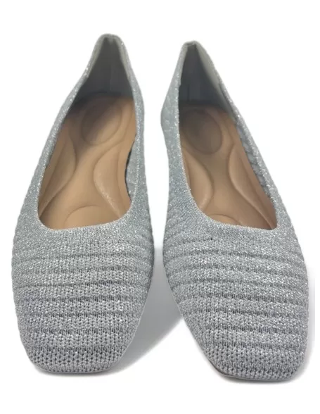 Manoletina plana de mujer color plata - Timbos Zapatos