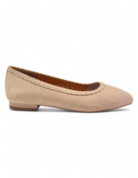 Manoletina plana de mujer color apricot - Timbos Zapatos