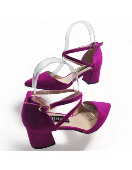 Sandalia de vestir color buganvilla, tacón bajo - Timbos Zapatos