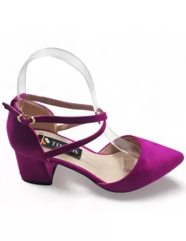 Sandalia de vestir color buganvilla, tacón bajo - Timbos Zapatos