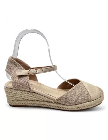 Sandalia cuña de esparto color beige - Timbos Zapatos