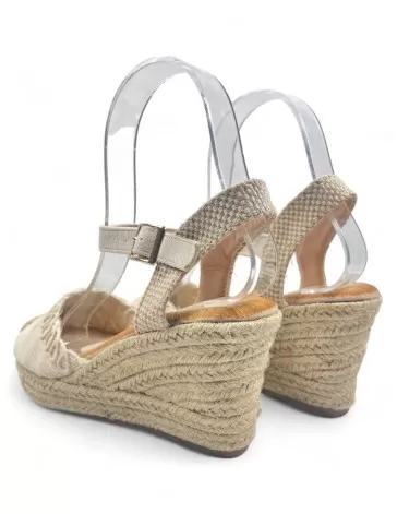 Sandalia cuña de esparto color beige - Timbos Zapatos