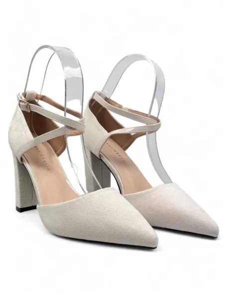 Sandalia de tacón blanco para vestir - Timbos Zapatos