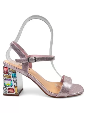 Sandalia de fiesta con tacón ancho en color rosa - Timbos Zapatos