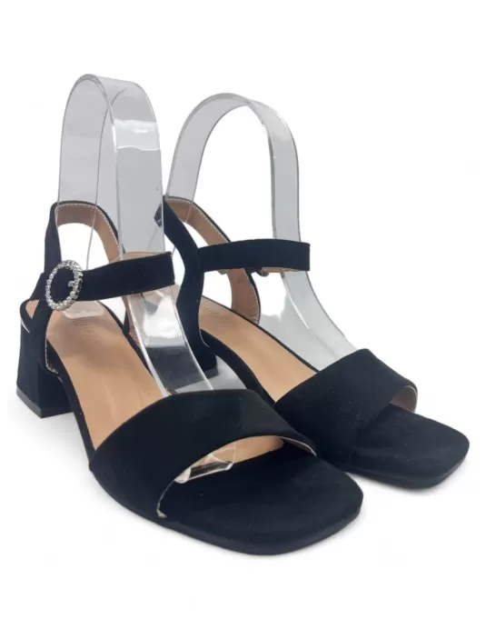 Sandalia de vestir color negro, tacón bajo - Timbos Zapatos