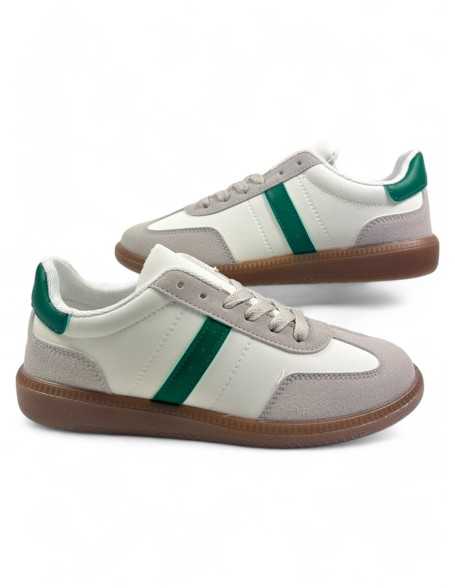 Deportiva de mujer en color blanco/verde - Timbos Zapatos