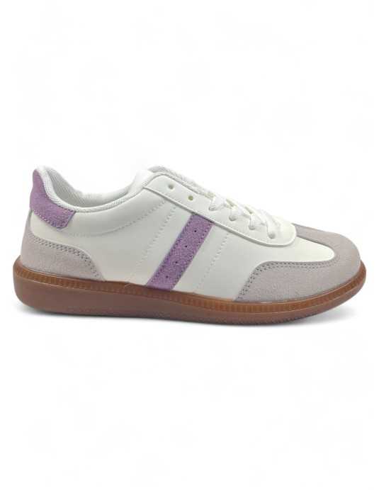 Deportiva vestir de mujer en color blanco y morado - Timbos Zapatos