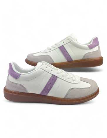 Deportiva vestir de mujer en color blanco y morado - Timbos Zapatos