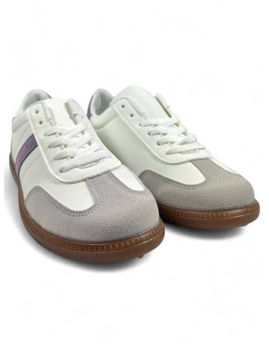 Deportiva vestir de mujer en color blanco y morado - Timbos Zapatos