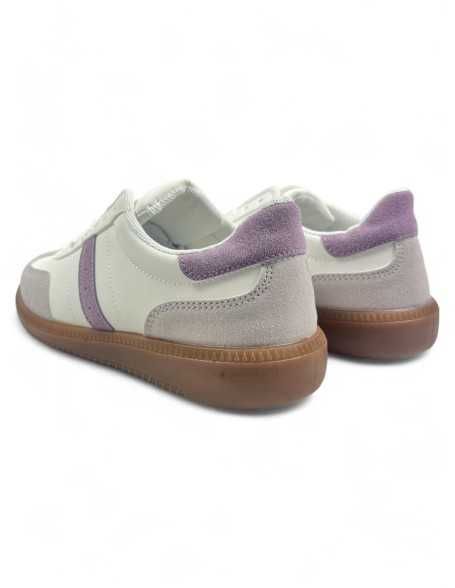 Deportiva vestir de mujer en color blanco y morado - Timbos Zapatos