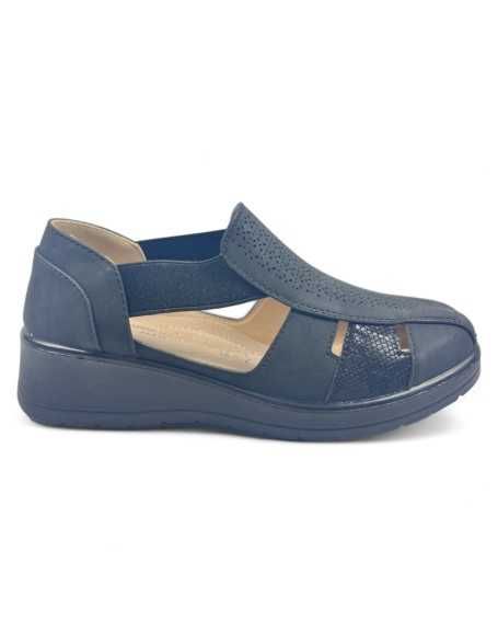 Mocasín cómodo de mujer con cuña interior, negro - Timbos Zapatos