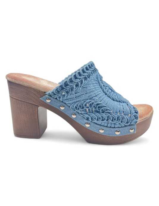 Zueco de madera en color azul - Timbos Zapatos