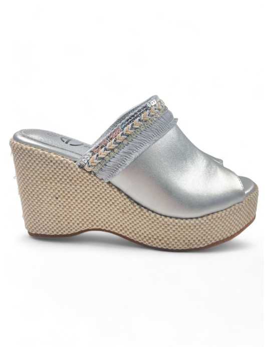 Zuecos con cuña y plataforma, plata- Timbos Zapatos