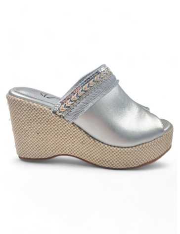 Zuecos con cuña y plataforma, plata- Timbos Zapatos