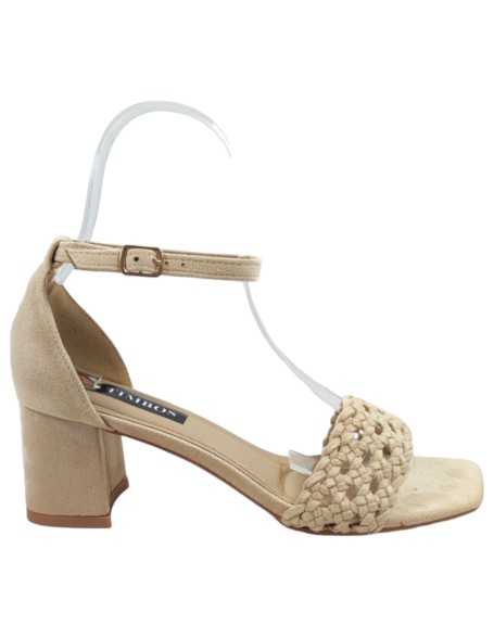 Sandalia de vestir color beige, tacón bajo - Timbos Zapatos