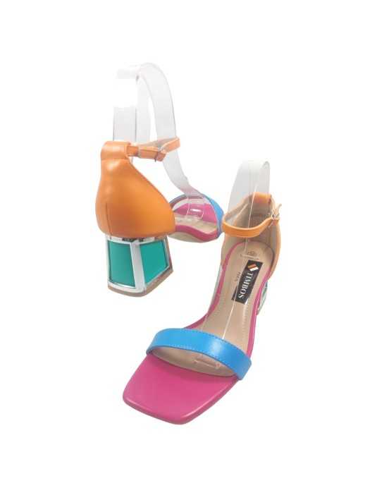 Sandalia tacon fiesta mujer multicolor - Timbos zapatos