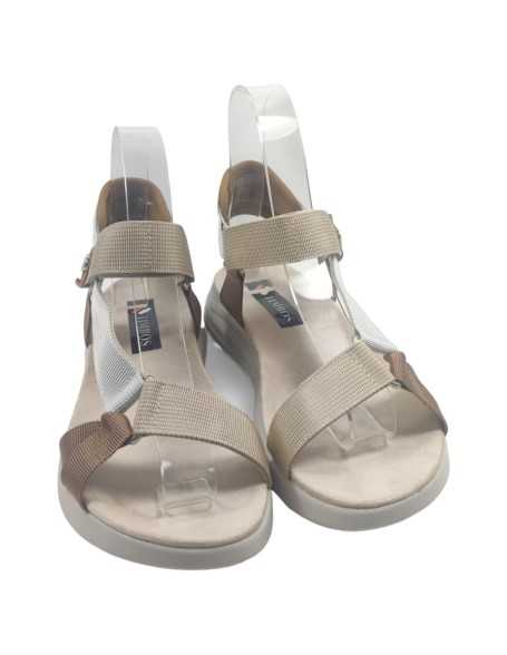 Sandalia plana de verano para mujer beige - Timbos Zapatos