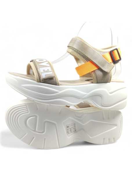 Sandalia plataforma de verano beige - Timbos Zapatos