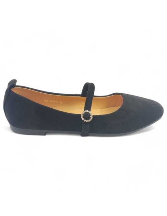 manoletina cómoda de mujer en color negro - Timbos Zapatos