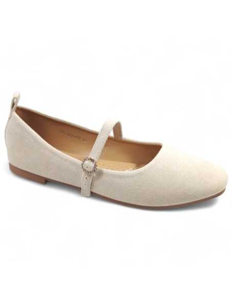 manoletina cómoda de mujer en color beige - Timbos Zapatos