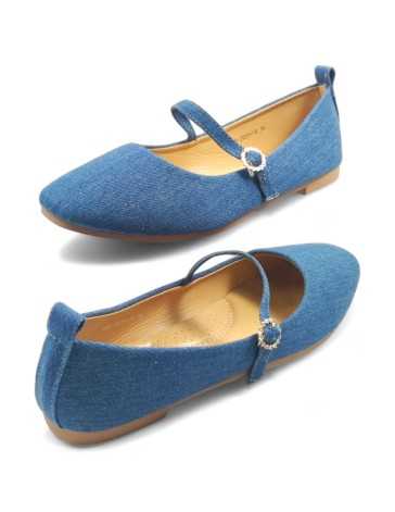 manoletina cómoda de mujer en color azul - Timbos Zapatos