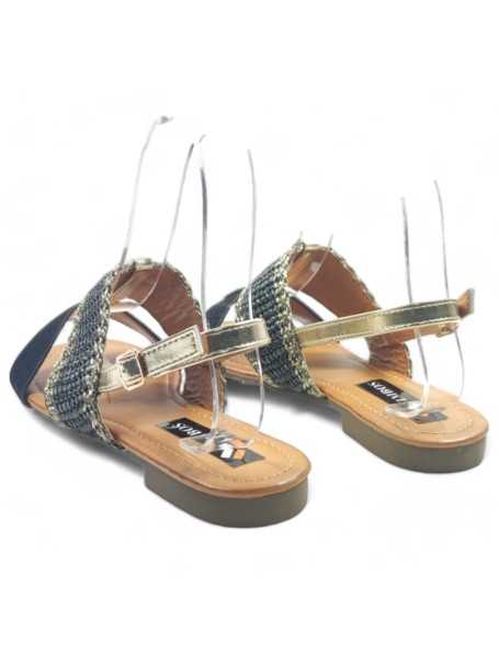 Sandalia plana de verano para mujer negra - Timbos Zapatos