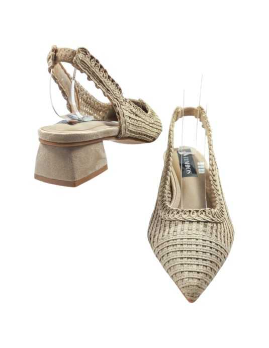 Sandalia de tacón destalonado, kaki- Timbos Zapatos
