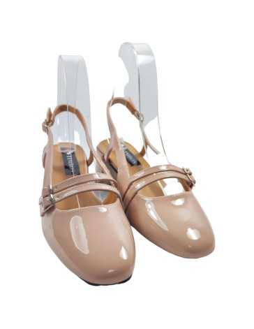 Tacón destalonado nude en charol - Timbos Zapatos