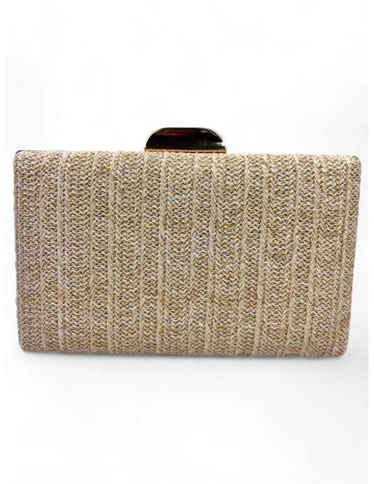 Clutch de fiesta color beige, rafia - Timbos Zapatos