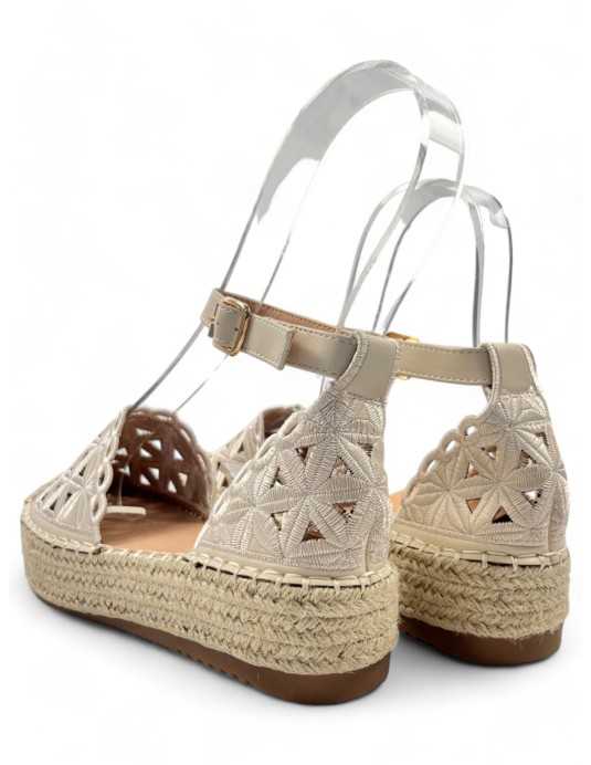 Sandalia plataforma de esparto color blanco - Timbos Zapatos