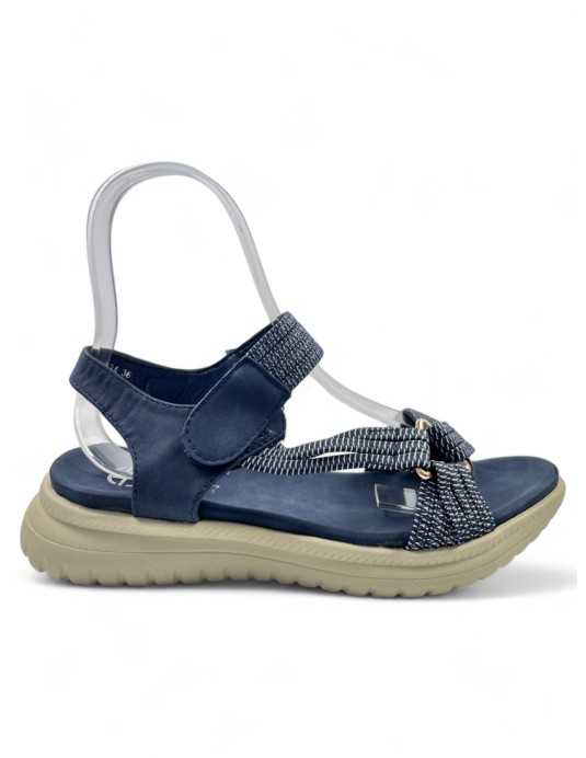 sandalia cuña comoda en color azul - Timbos zapatos