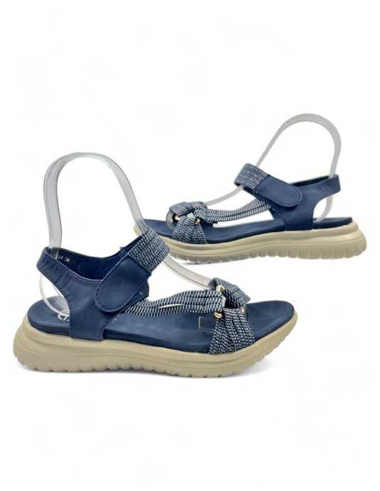 sandalia cuña comoda en color azul - Timbos zapatos