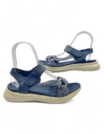 sandalia cuña comoda en color azul - Timbos zapatos
