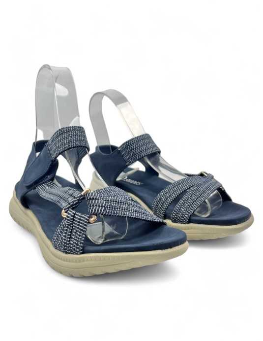 sandalia cuña comoda en color azul - Timbos zapatos