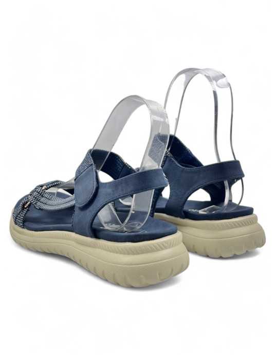 sandalia cuña comoda en color azul - Timbos zapatos