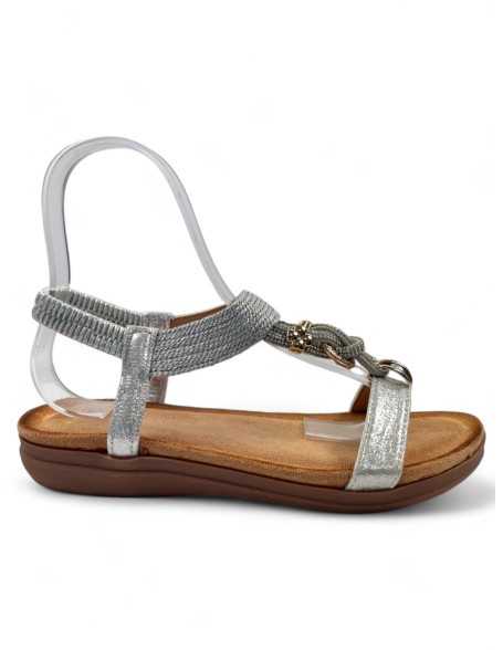 Sandalia plana de verano para mujer plata - Timbos Zapatos