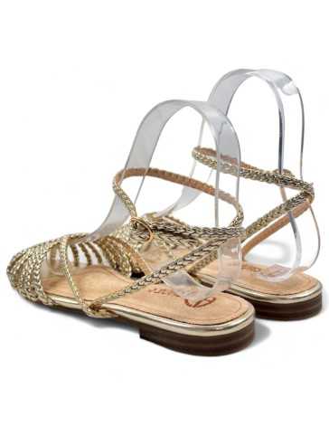 Sandalia plana de verano para mujer oro - Timbos Zapatos