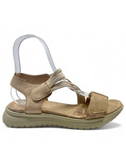 sandalia cuña comoda en color beige - Timbos zapatos