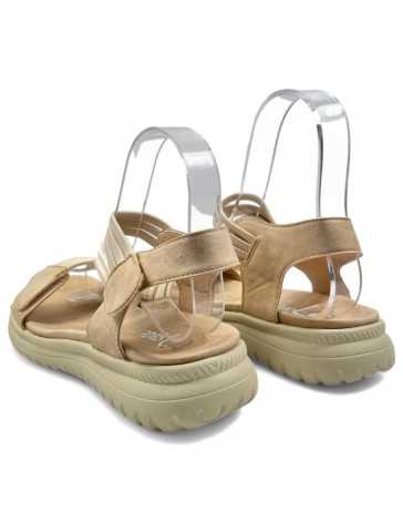sandalia cuña comoda en color beige - Timbos zapatos