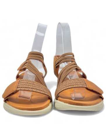 sandalia cuña comoda en color camel - Timbos zapatos