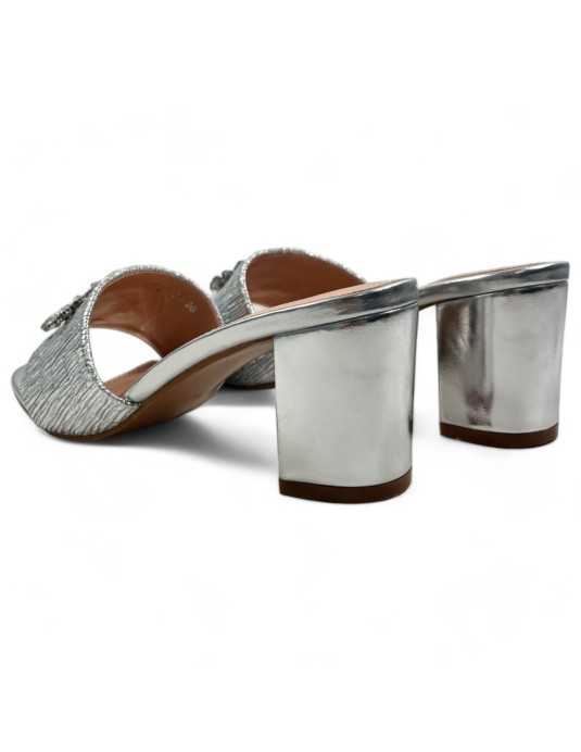 Zueco tacón fiesta color plata - Timbos zapatos