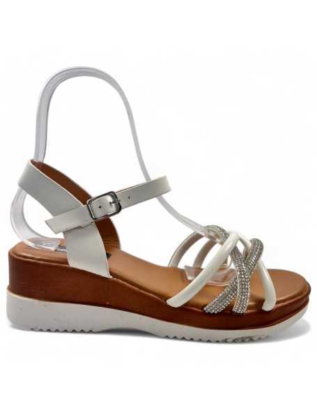 Sandalia cuña cómoda de verano blanco - Timbos Zapatos