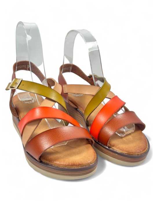 Sandalia cuña cómoda de verano beige, mujer - Timbos Zapatos