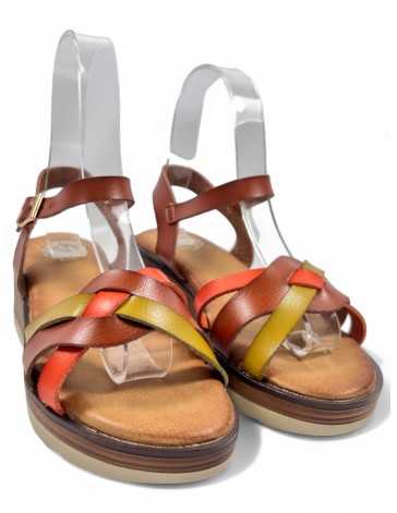 Sandalia cuña cómoda de verano marrón, mujer - Timbos Zapatos