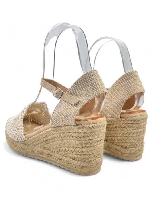 Sandalia cuña y plataforma color beige - Timbos Zapatos