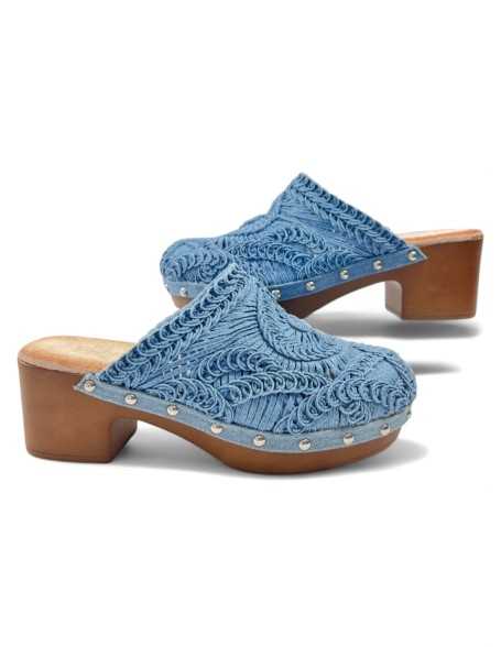 Zueco de madera en color azul - Timbos Zapatos